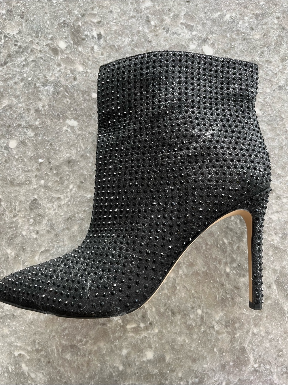 Jewel Badgley Mischka Black Crystal-Studded Stiletto Ankle Bootie